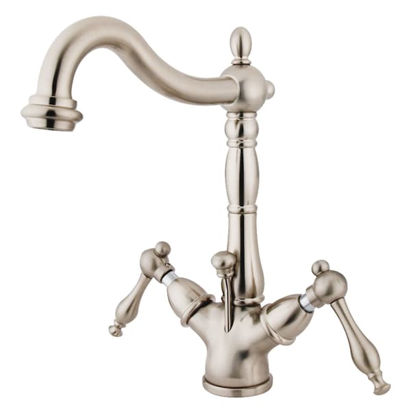 KS1438NL 2-Handle Bathroom Faucet W/Brass Pop-Up & Cover Plate, Nickel